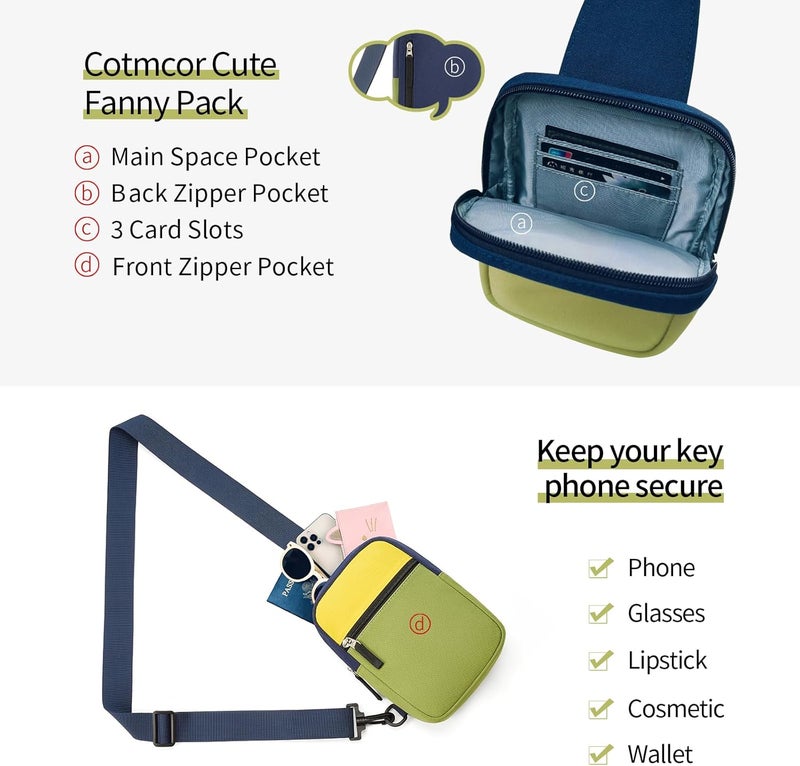 cotmcor Store Valentines Day Gifts for Kids: Fanny Pack Birthday Gift for 8 9 10 11 12 Year Old Teen Girls Trendy Stuff, Preppy Colorblock Crossbody Bag Adjustable Sling Belt Bags Purse for Travel Outdoor - Image 3